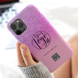 Modernes lila rosa Firmenlogo Case-Mate iPhone 14 Pro Max Hülle<br><div class="desc">Moderne Schwarz und Imitate lila rosa Glitzer ombre auf rosa Business Corporate Logo qr Code. Eine einfache und effiziente Art,  Ihr Unternehmen zu werben.</div>