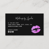 Modernes lila Rosa Glitzer Makeup Künstler busi Visitenkarte (Rückseite)