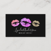 Modernes lila Rosa Glitzer Makeup Künstler busi Visitenkarte (Vorderseite)