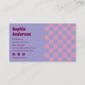 Modernes Lila-rosa Karton Visitenkarte (Rückseite)