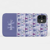 Modernes, lila rosa Retro-Muster mit Monogramm Case-Mate iPhone Hülle (Rückseite (Horizontal))