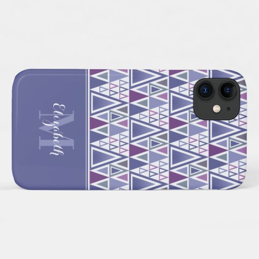 Modernes, lila rosa Retro-Muster mit Monogramm Case-Mate iPhone Hülle (Rückseite (Horizontal))