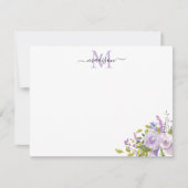 Modernes, Lila rosa Rosengrün Monogramm Mitteilungskarte (Vorderseite)