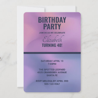Modernes Lila & rosa Swirren Abstrakt Geburtstag Einladung