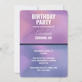 Modernes Lila & rosa Swirren Abstrakt Geburtstag Einladung