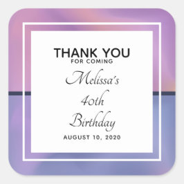 Modernes Lila & rosa Swirren Abstrakt Geburtstag Quadratischer Aufkleber