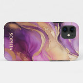 Modernes Lila Rosa und Gold- Case-Mate iPhone Hülle (Rückseite (Horizontal))