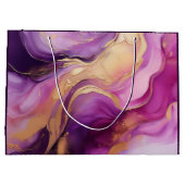 Modernes Lila Rosa und Gold- Große Geschenktüte (Rückseite)