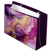 Modernes Lila Rosa und Gold- Große Geschenktüte (Vorderseite Schrägansicht)