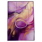 Modernes Lila Rosa und Gold- Mittlere Geschenktüte (Rückseite)