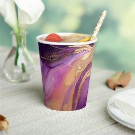 Modernes Lila Rosa und Gold- Pappbecher