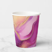 Modernes Lila Rosa und Gold- Pappbecher (Rückseite)