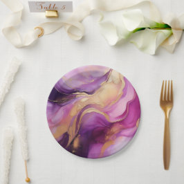 Modernes Lila Rosa und Gold- Pappteller
