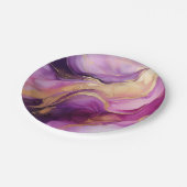 Modernes Lila Rosa und Gold- Pappteller (Schrägansicht)