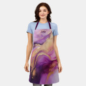 Modernes Lila Rosa und Gold- Schürze (Getragen)