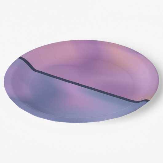 Modernes, Lila-rosa-wirbelndes, abstraktes Design Pappteller (Schrägansicht)