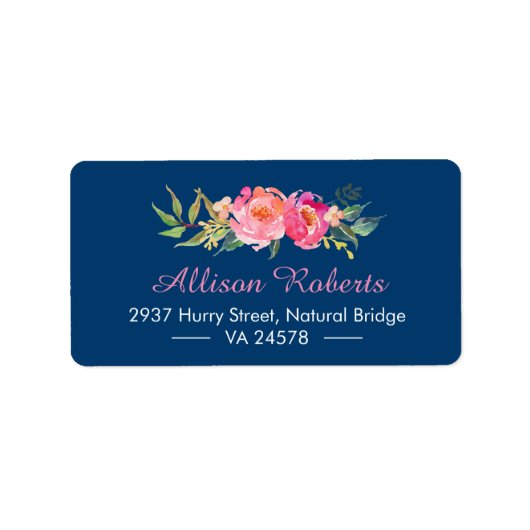 Modernes Lila rotes Rosa Botanisches Blau der blau Adressaufkleber (Vorne)