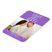 Modernes Lila Save the Date Hochzeitsstipendium Magnet (Linke Seite)