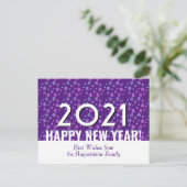 Modernes Lila | Schneeflocken | Happy New Year | 2 Postkarte (Stehend Vorderseite)
