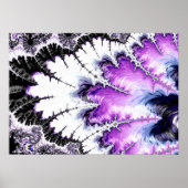 Modernes Lila Schwarz-weißes Fraktal Poster (Vorne)