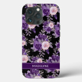 Modernes Lila Schwarzes Blau Case-Mate iPhone Hülle (Rückseite)