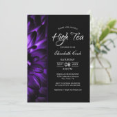 Modernes Lila Schwarzes Blumengebirge Brautparty Einladung (Stehend Vorderseite)