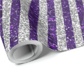 Modernes Lila Silver Glitzer Stripes Muster Geschenkpapier (Rolleneckpunkt)