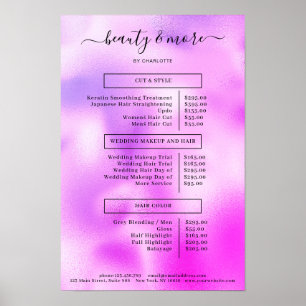 Modernes Lila Simpel Salon Preislisten-Poster Poster