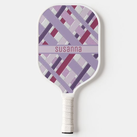Modernes Lila Streifenmuster Pickleball Schläger (Rückseite)