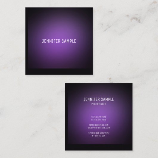 Modernes Lila Template Modernes, Minimalistisches Quadratische Visitenkarte (Vorne/Hinten)