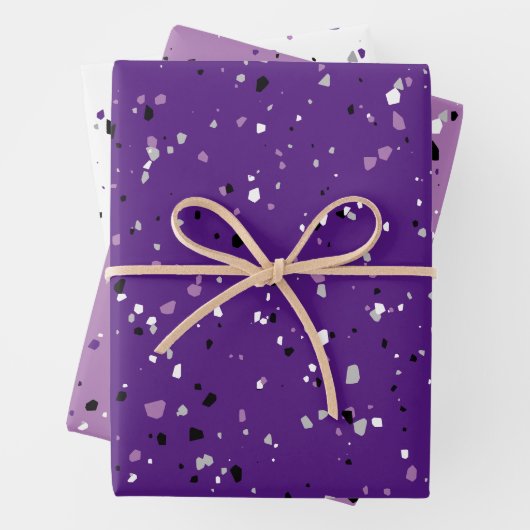 Modernes Lila Terrazzo-Muster Geschenkpapier Set (Beispiel)