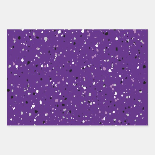 Modernes Lila Terrazzo-Muster Geschenkpapier Set (Vorderseite)