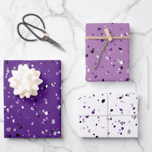 Modernes Lila Terrazzo-Muster Geschenkpapier Set