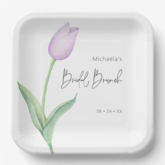 Modernes Lila Tulip Solo Bridal Brunch Pappteller (Vorderseite)