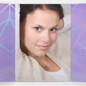 Modernes Lila und benutzerdefiniertes Foto Quinceñ Dreifach Gefaltete Einladung (Innenseite Mitte)