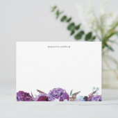 Modernes, Lila und florales Personalisiert Dankeskarte (Stehend Vorderseite)