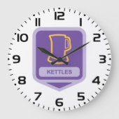 Modernes Lila und gelbes Kettchen-Symbol Große Wanduhr (Vorderseite)