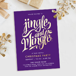 Modernes Lila- und Goldcocktail-Kalligrafie Folieneinladung