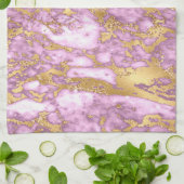 Modernes Lila und goldenes Marmormuster Geschirrtuch (Gefaltet)