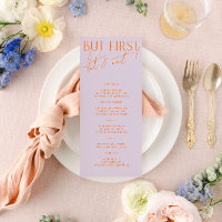 Modernes Lila und lebendiges Orange Wedding Menu