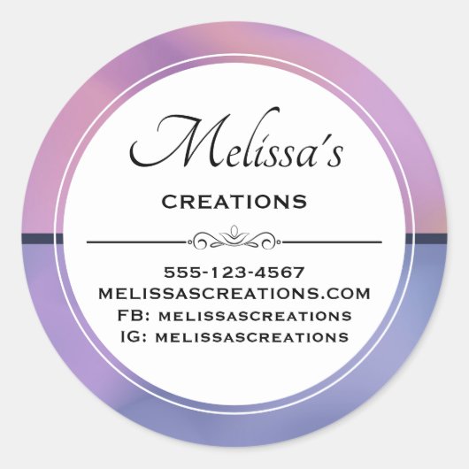 Modernes Lila und rosafarbenes Abstraktes Geschäft Runder Aufkleber (Vorderseite)