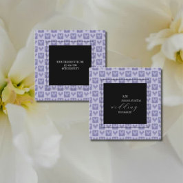 Modernes Lila und schwarzes Herzmuster Quadratische Visitenkarte