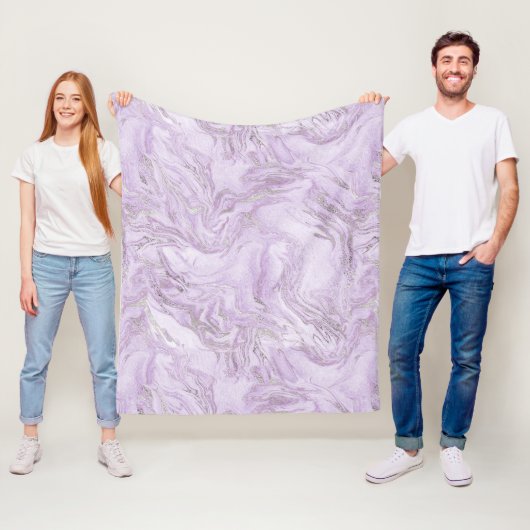 Modernes Lila und silberfarbenes Marmormuster Fleecedecke (Beispiel)