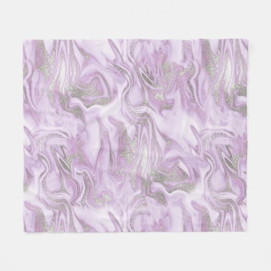 Modernes Lila und silberfarbenes Marmormuster Fleecedecke (Vorderseite (Horizontal))