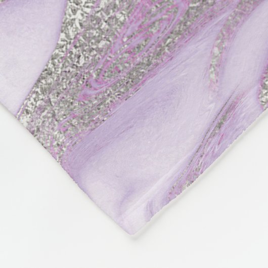 Modernes Lila und silberfarbenes Marmormuster Fleecedecke (Ecke)