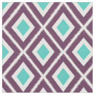 Modernes Lila und türkisfarbenes Ikat-Muster Stoff