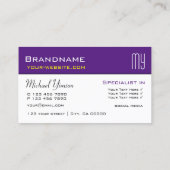 Modernes Lila und Weiß mit Beruflichen Initialen Visitenkarte (Rückseite)