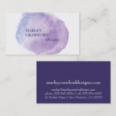 Modernes Lila Watercolor Visitenkarte (Vorne/Hinten)