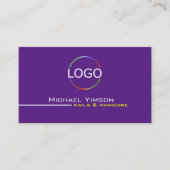 Modernes Lila Weiß mit Logos und Foto Beruflich Visitenkarte (Vorderseite)