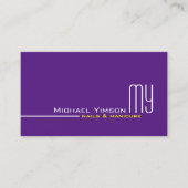 Modernes Lila Weißes Einfach mit Monogramm und Fot Visitenkarte (Vorderseite)